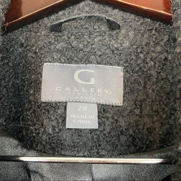 Gallery New York Plus Notch Collar Boucle Wool Blend Coat Black Size 2X NWT - Picture 8 of 11